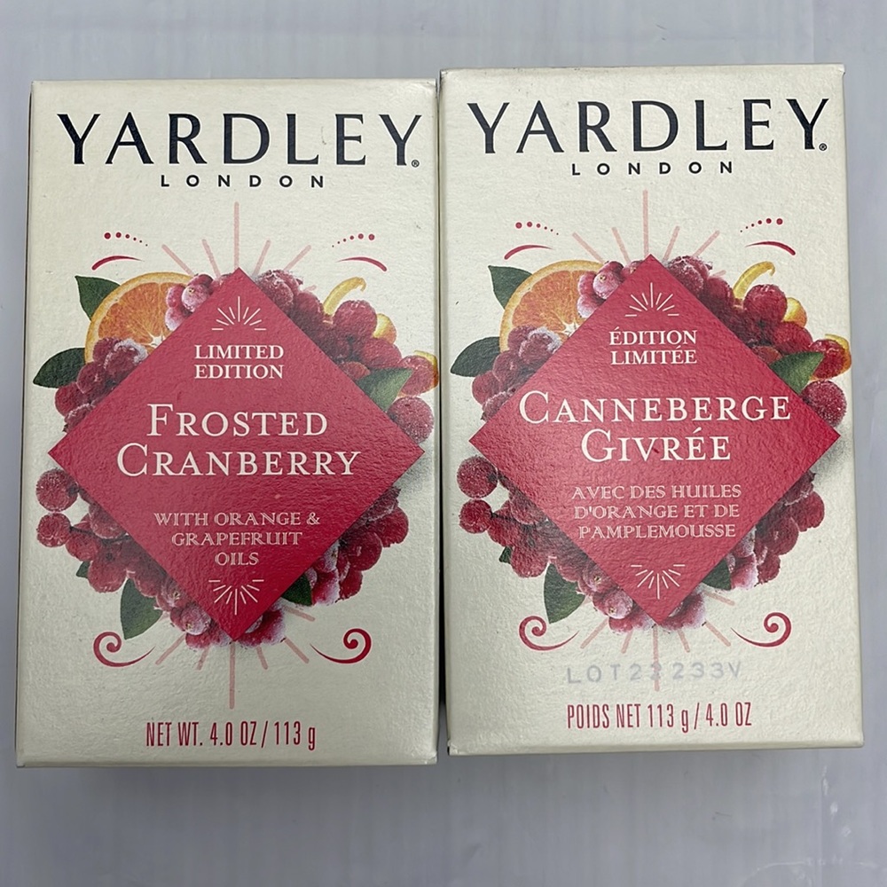 Yardley London (2) Frosted Cranberry Orange & Grapefruit Oils bar soap 4oz. each